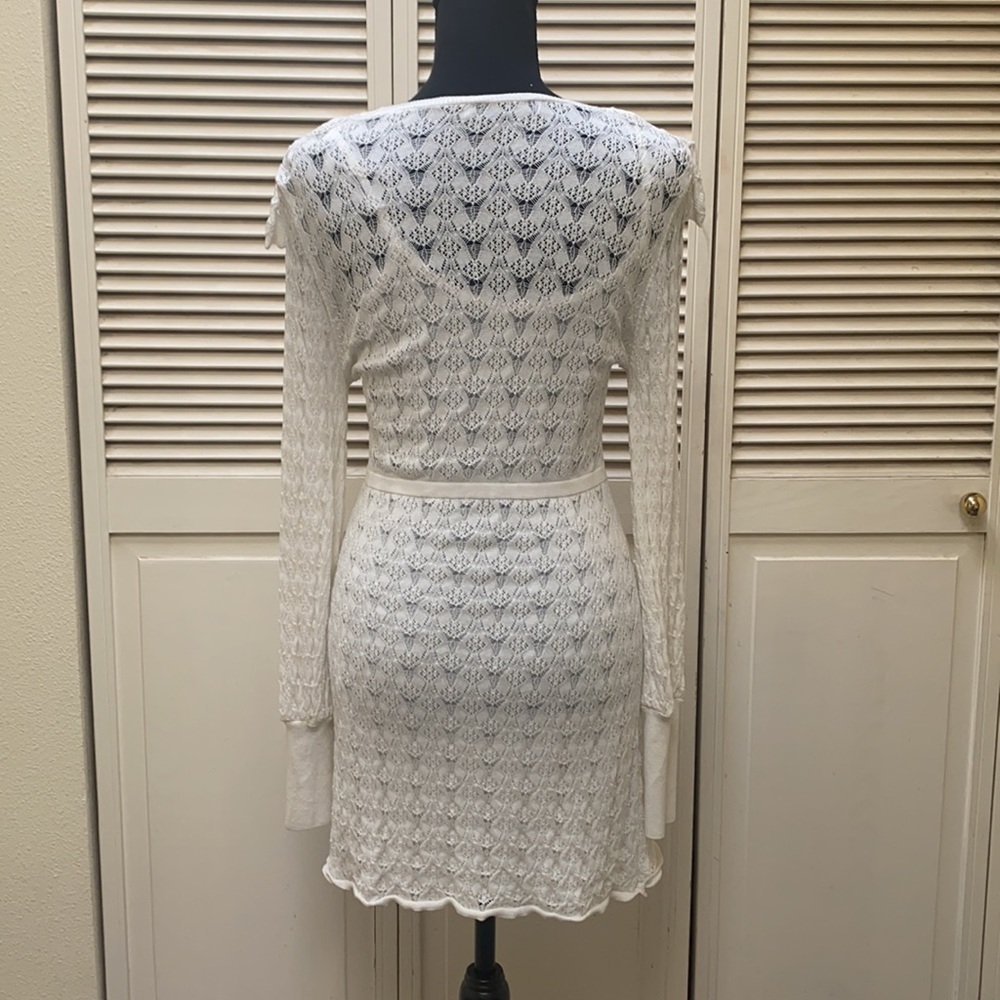 ZARA White Knit Lace Mini Dress - Picture 10 of 11